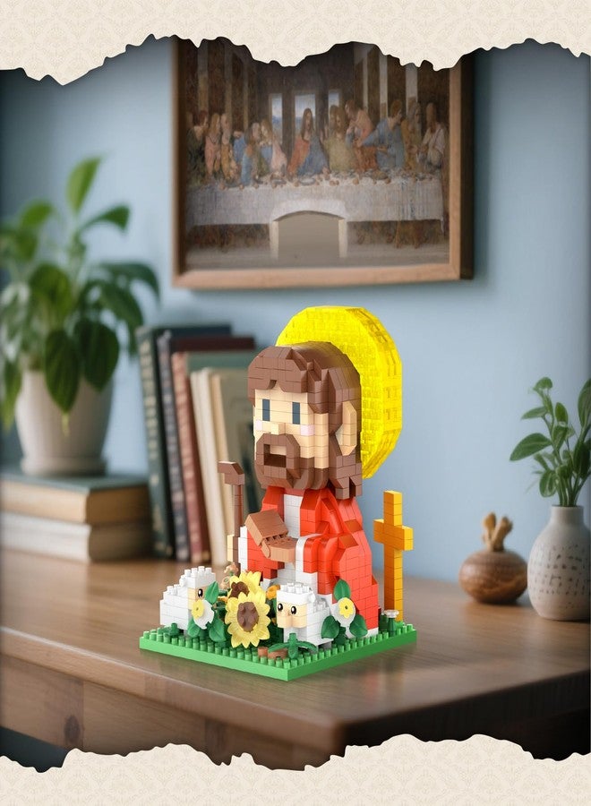 Vziimo Jesus and Flowers Building Set, Little Jesus Figurines with Sunflower, Sheep & LED Halo, Christian Toys Gifts for Adults, Teens Age 14+ (689 PCS) - Image 4